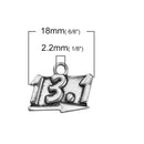 10 Half Marathon Charms, Silver 13.1 charms, Running Charms, 18x15mm, chs3454