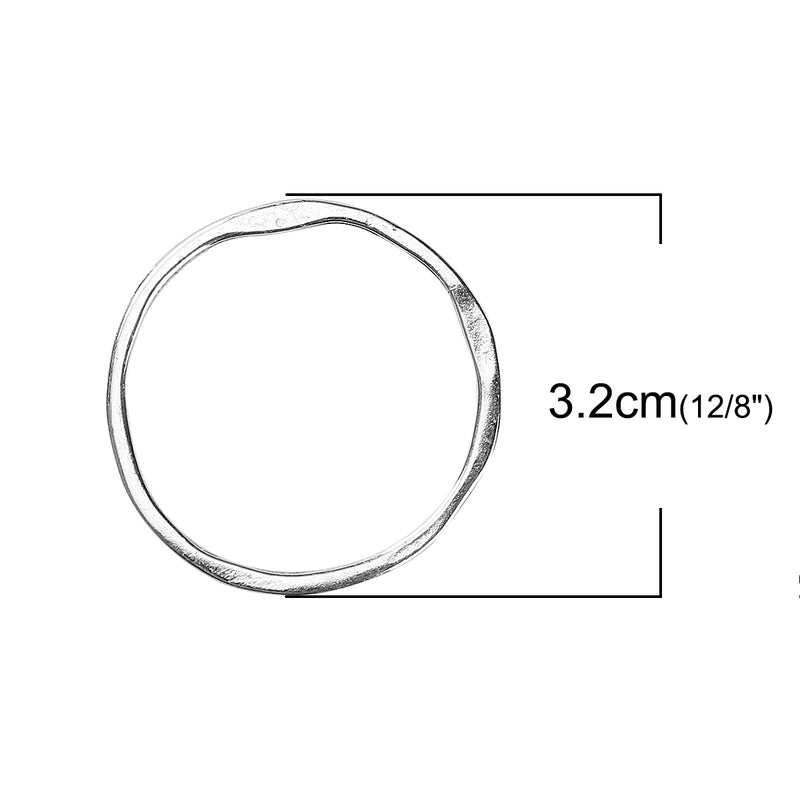 10 CIRCLE RING Silver Plated Metal Charm Connectors 32mm chs3385