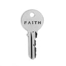 5 Silver FAITH KEY Charms, Antiqued Silver Metal with FAITH stamped on one side, 42x19mm, chs3436