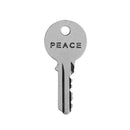 5 Silver PEACE KEY Charms, Antiqued Silver Metal with PEACE stamped on one side, 42x19mm, chs3432