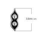 5 PEA POD Charms, Silver Charms with 2 Peas in a Pod, 45x14mm, chs3434