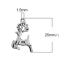 10 REINDEER Charms, Silver Metal Christmas Reindeer Charms, 25x14mm, chs3458