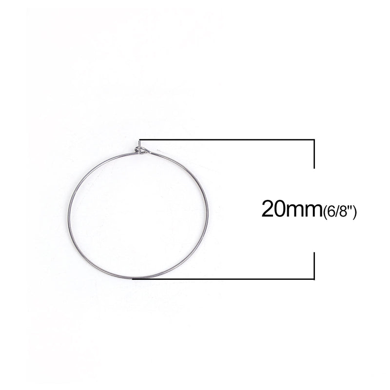 50 Small Stainless Steel Wine Glass Charm Rings or Earring Hoops 20mm, fin0712