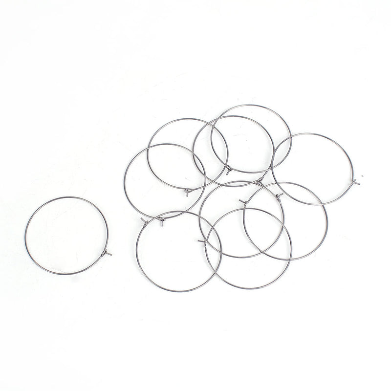 50 Small Stainless Steel Wine Glass Charm Rings or Earring Hoops 20mm, fin0712