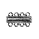 2 Silver Tone 4-Strand Magnetic Rectangle Connector Clasp for Multi Strand Bracelets and Necklaces  fcl0254