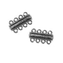 2 Silver Tone 4-Strand Magnetic Rectangle Connector Clasp for Multi Strand Bracelets and Necklaces  fcl0254