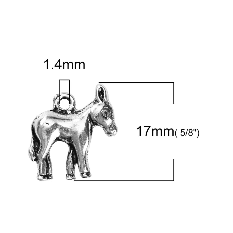 10 DONKEY Charms, silver donkey charms, 17mm, chs3455