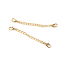 10 Necklace Extension Chains, about 3" long . gold tone metal, curb link extender chain, lobster clasps on each end, fcl0256