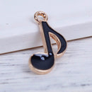 10 Gold MUSIC NOTE Charms with black enamel, 20x10mm, chs3414