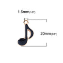 10 Gold MUSIC NOTE Charms with black enamel, 20x10mm, chs3414