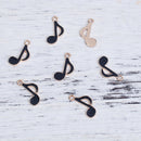 10 Gold MUSIC NOTE Charms with black enamel, 20x10mm, chs3414