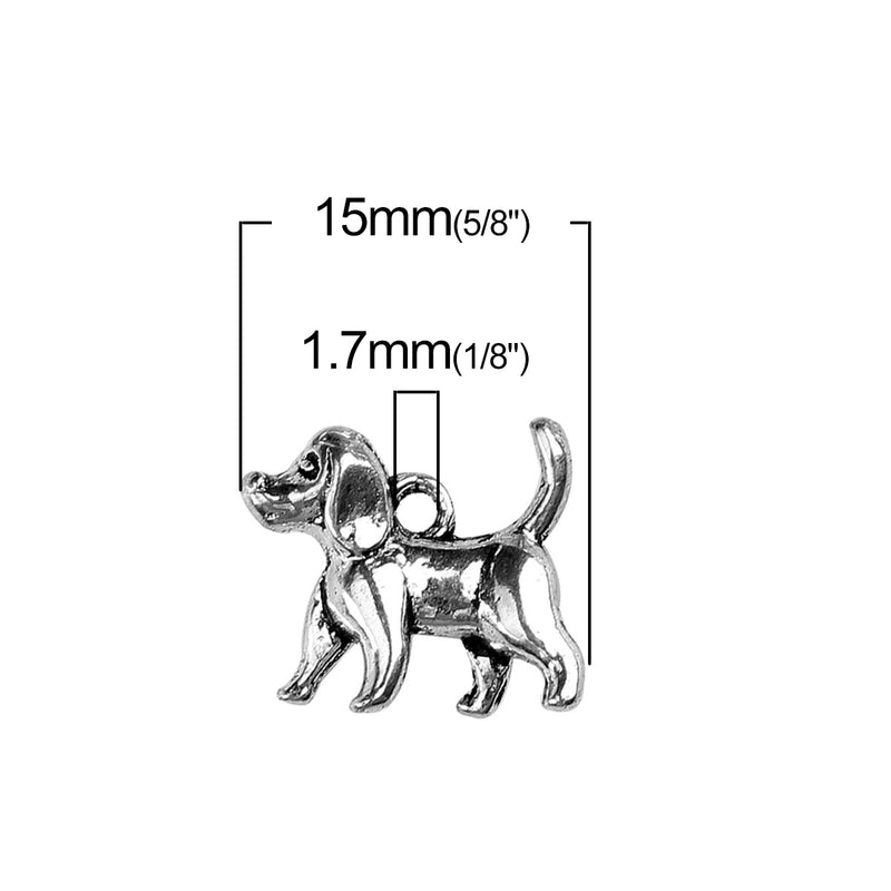 10 Silver DOG Charms, Beagle Charms, 15x14mm, chs3466a