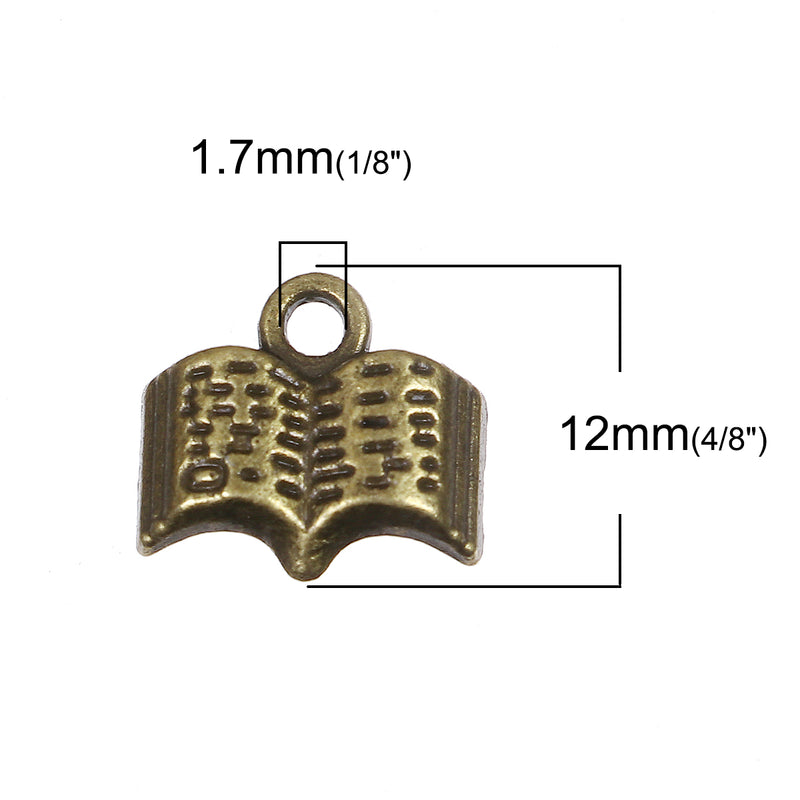 10 Bronze Story Book Charms, Bible Charms, Literature Charms, 12mm, chs3376