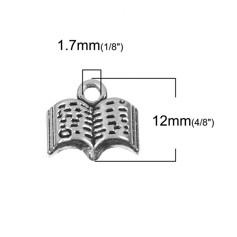 10 Silver Story Book Charms, Bible Charms, Literature Charms, 12mm, chs3377