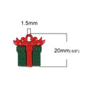 10 CHRISTMAS Charms, Red and Green Gift Box Charms or Pendants, enamel, 20mm, chs3423