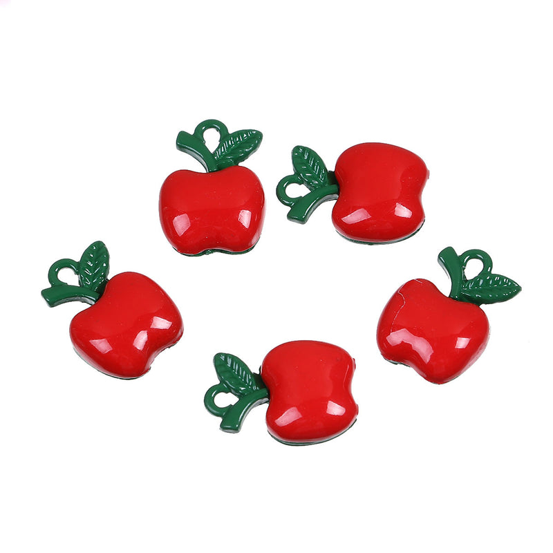 10 APPLE Charms, Red and Green Food Charms or Pendants, enamel, 18mm, chs3442