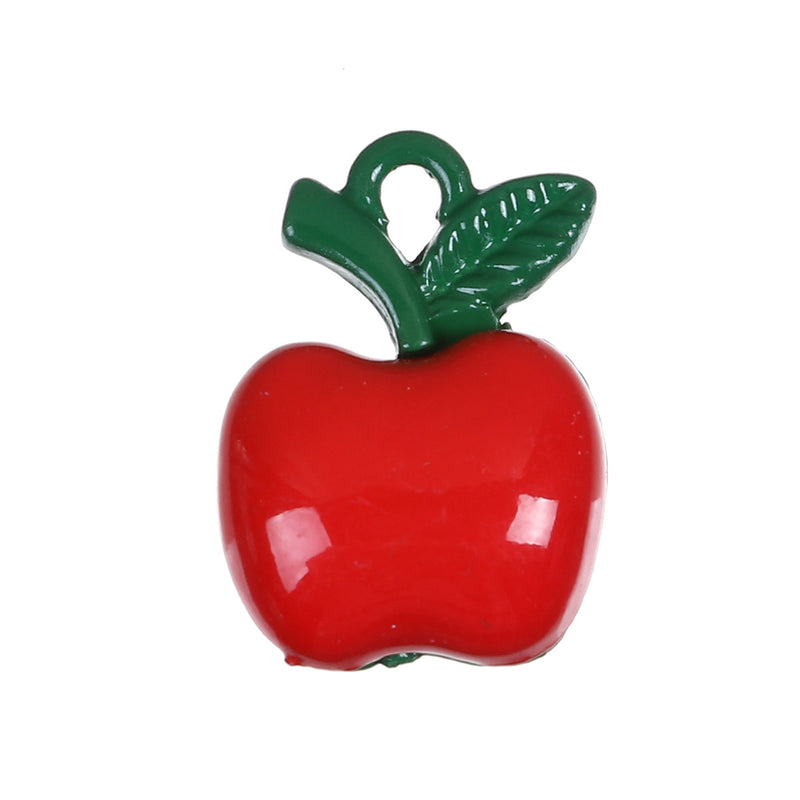 10 APPLE Charms, Red and Green Food Charms or Pendants, enamel, 18mm, chs3442