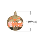 10 JACK O LANTERN Charms, Gold Pumpkin Charms, Halloween Charms, Petite Enamel Halloween Pumpkin Charms, 13x11mm, chs3411