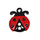 10 LADYBUG Charms, Red and Black Lady Bug Charms or Pendants, enamel, 18mm, chs3424
