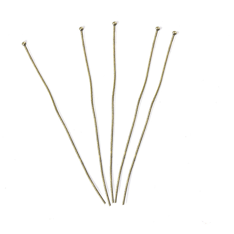 100 Bronze Plated Ball Head Pins, 2-3/4" long (70mm)  21ga  21 gauge. pin0120