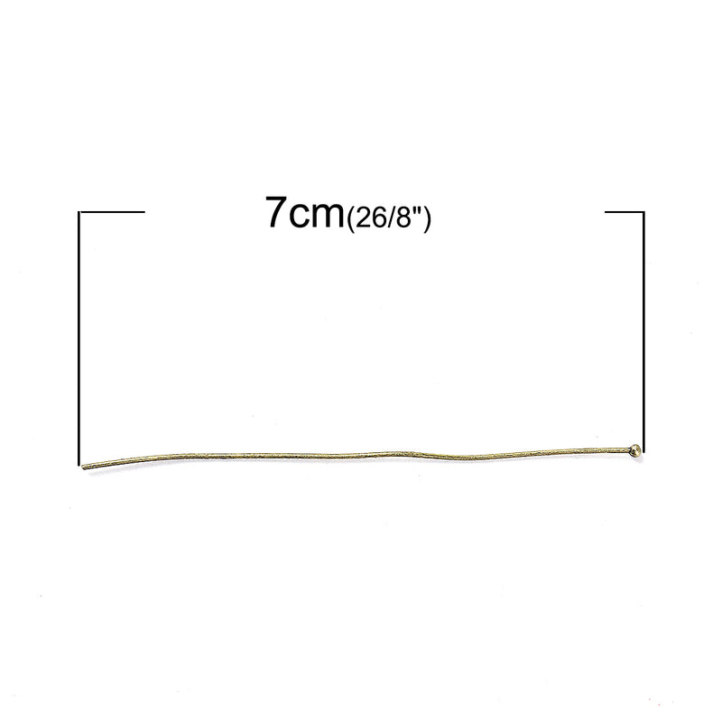 100 Bronze Plated Ball Head Pins, 2-3/4" long (70mm)  21ga  21 gauge. pin0120