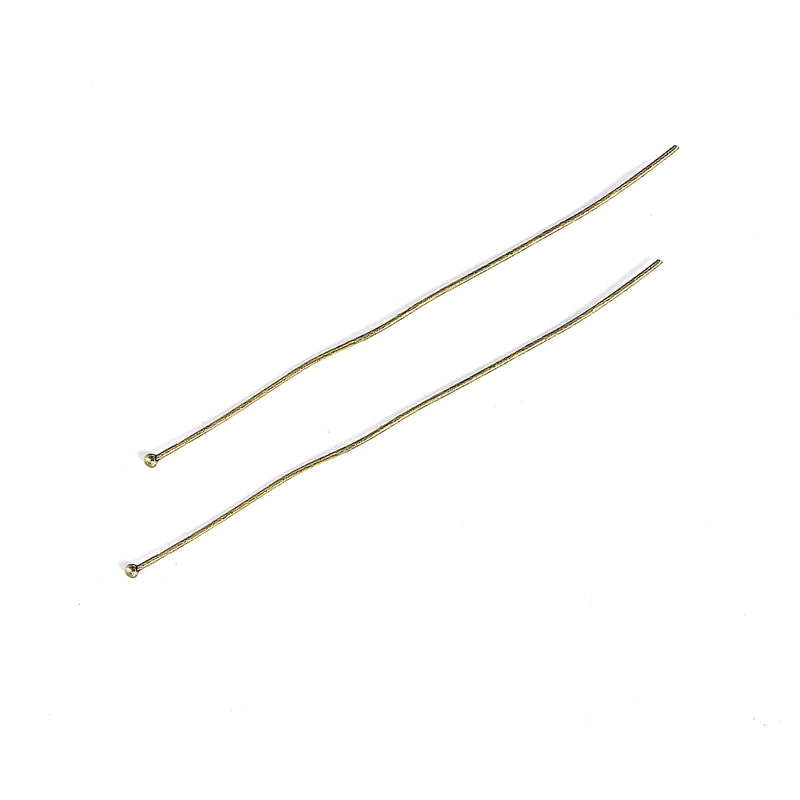 100 Bronze Plated Ball Head Pins, 2-3/4" long (70mm)  21ga  21 gauge. pin0120