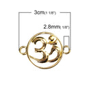 10 OM Charms, Gold OM Connector Links, Bracelet Connector, 30x22mm, chs3459