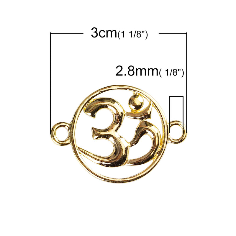 10 OM Charms, Gold OM Connector Links, Bracelet Connector, 30x22mm, chs3459