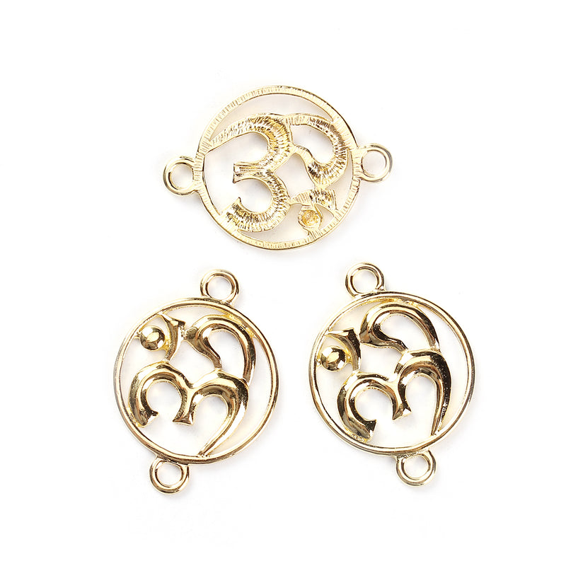 10 OM Charms, Gold OM Connector Links, Bracelet Connector, 30x22mm, chs3459