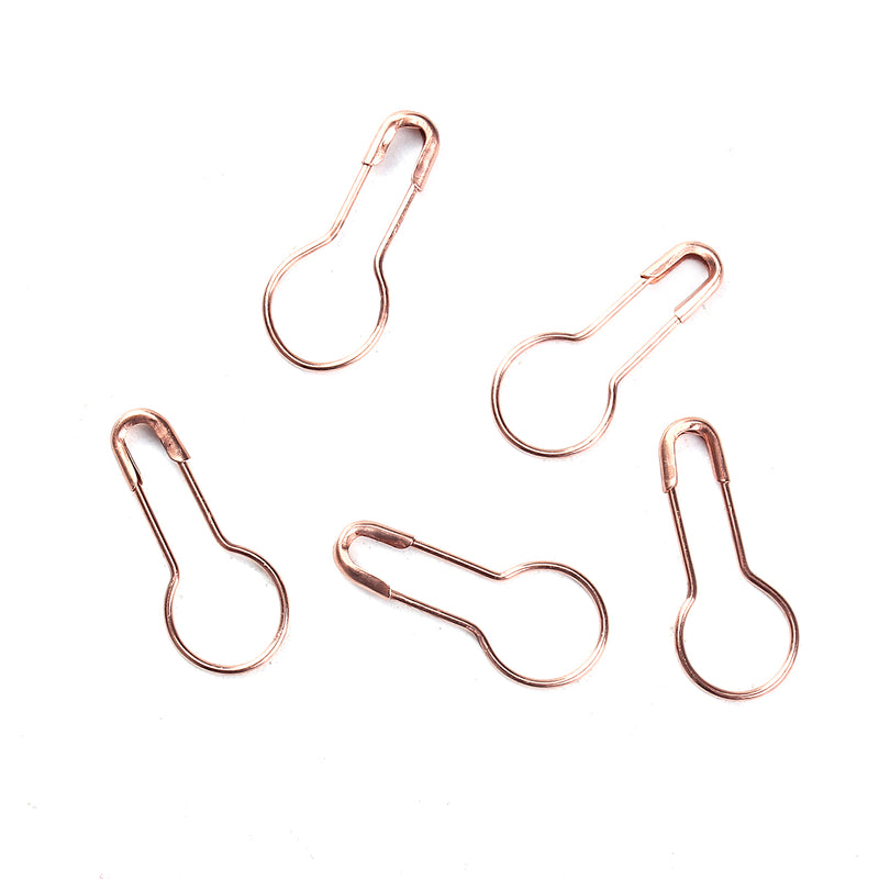 100 Copper Stitch Marker Pins, Stitch Marker Holders, Shawl Pin Charm Holders, Copper Safety Pins, 21x9mm, pin0119