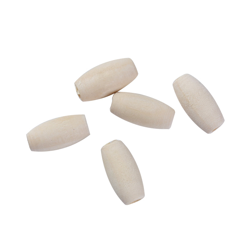 300 Natural Wood Beads, 15mm (5/8") Hinoki Wood Oval Beads for Crafting, bwd0007