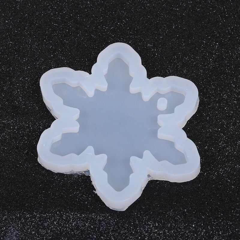 2 RESIN Snowflake PENDANT MOLDS, Silicone Mold to make 1-1/8" charm pendants, reusable, tol0880