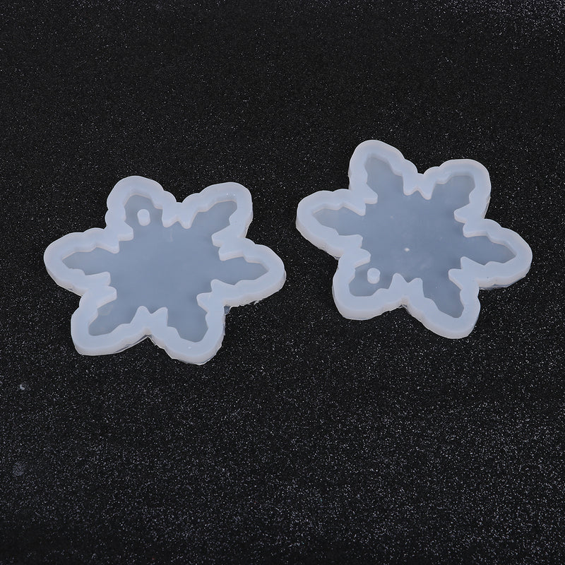2 RESIN Snowflake PENDANT MOLDS, Silicone Mold to make 2-1/8" charm pendants, reusable, tol0870
