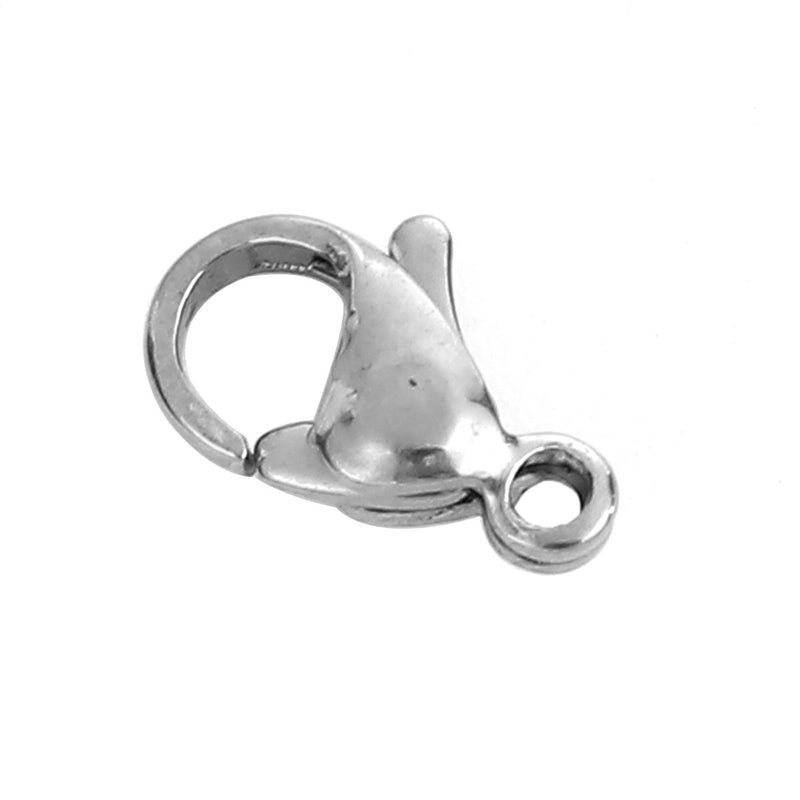 10 SILVER Stainless Steel Lobster Clasps, 15mm x 9mm, FCL0263