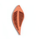 20 Faux Leather Feather Charms, Coral Orange, 1-3/4" long, chs3489