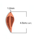 20 Faux Leather Feather Charms, Coral Orange, 1-3/4" long, chs3489