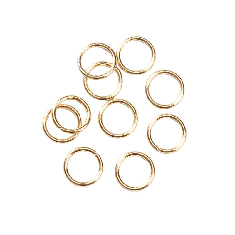 20 GOLD Stainless Steel Open Jump Rings, 10mm OD, 7.6mm ID, 17ga, 1.2mm wire, 17 gauge, jum0202