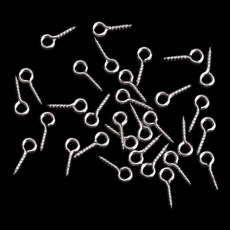 1000 bulk Silver Plated Screw Eyes Bails Top Drilled Findings 10mm x 4mm, fin0876b