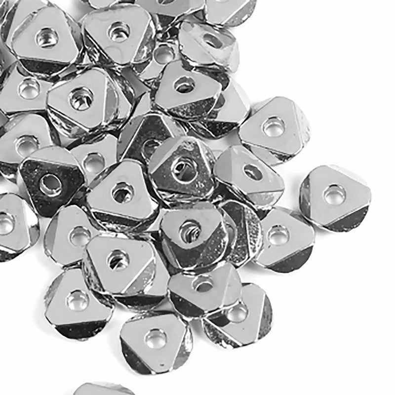 6mm Silver Spacer Beads, Round with Triangle Table Cut, 50 beads, bme0703