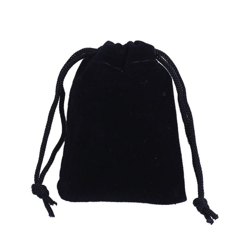 10 Velvet Gift Bags, BLACK, drawstring, usable space 7x2cm, 2-7/8" x 2",  bag0098