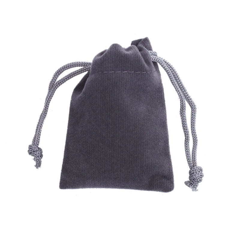10 Velvet Gift Bags, GRAY, drawstring, usable space 7x2cm, 2-7/8" x 2",  bag0097