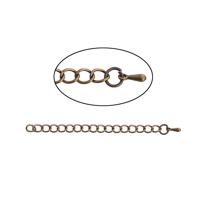 50 Necklace Extension Chains, about 3 1/8" long, bronze metal, curb link extender chain, fch0839