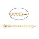 10 Necklace Bracelet  Extension Chains, about 3" long, gold metal, curb link extender chain with finial and clasp, fch0845
