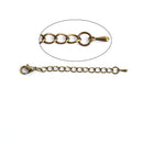 10 Necklace Bracelet  Extension Chains, about 3" long, bronze metal, curb link extender chain with finial and clasp, fch0844