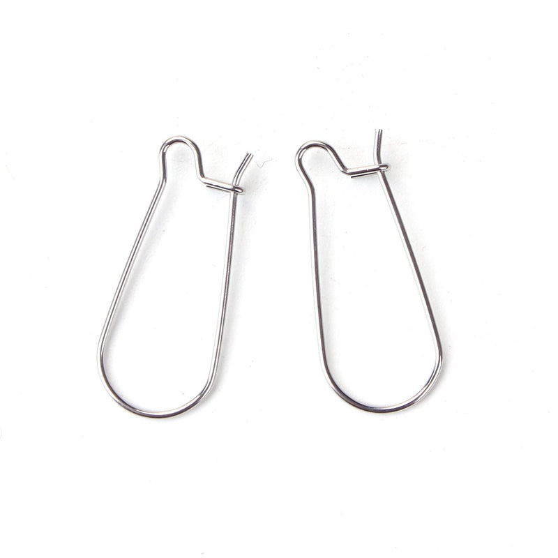 50 Stainless Steel KIDNEY EARRING WIRES, Metal Kidney Ear Wires (25 pairs), 1.25" long,  fin0743