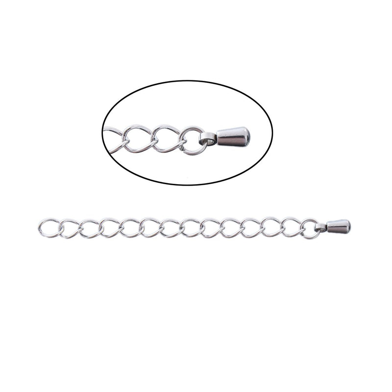 10 Necklace Extension Chains, about 2-1/4" long, stainless steel curb link extender chain, fch0834