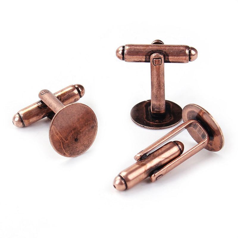 10 Copper CUFF LINKS Blanks, CUFFLINKS with 12mm Pad  fin0741