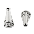 15 Silver Tassel Caps Bead Caps Textured CONE Metal Bead Caps fits 9mm fin0781