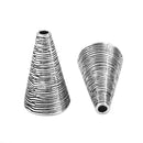 10 Silver Tassel Caps Bead Cone Spiral Textured Metal fits 13mm fin0780