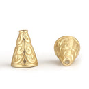 5 Matte Gold Tassel Cones Bead Caps fits 14mm to 16mm fin0812